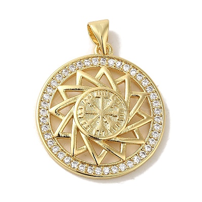 Rack Plating Brass Micro Pave Cubic Zirconia Pendants KK-P267-09G-1