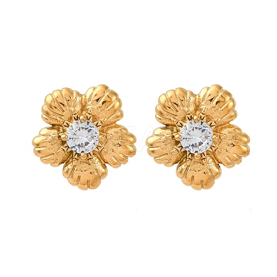 304 Stainless Steel Rhinestone Stud Earrings EJEW-R027-03G-1