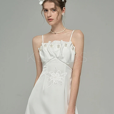 2Pcs 2 Style Flower Polyester Embroidery Appliques PATC-WR0001-01-1