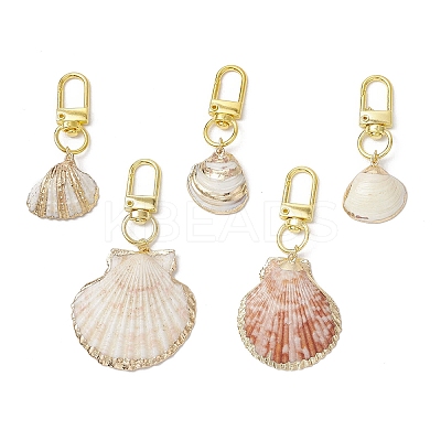 5Pcs Electroplate Shell Pendant Decorations HJEW-JM03084-1
