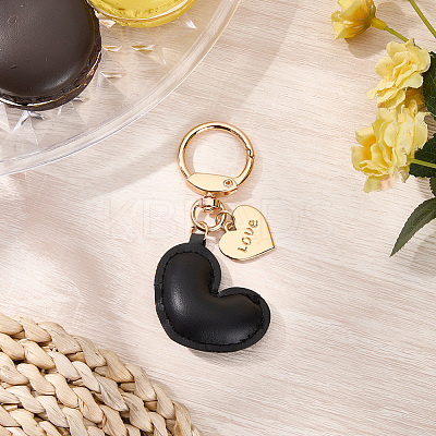 1Pc Imitation Leather Heart Keychain KEYC-CL0001-14A-1