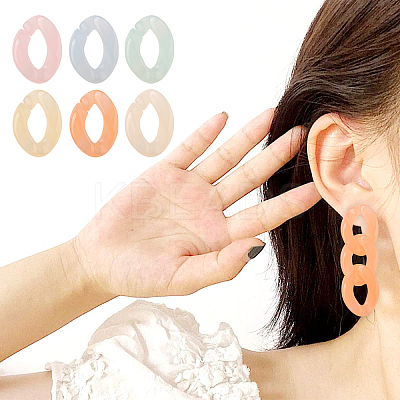 150Pcs 6 Colors Imitation Jelly Acrylic Linking Rings JACR-CJ0001-01-1