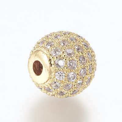 Brass Micro Pave Cubic Zirconia Beads ZIRC-E134-10mm-04G-1