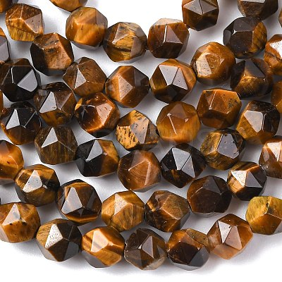 Faceted Natural Tiger Eye Beads Strands G-K066-01-6mm-01-1