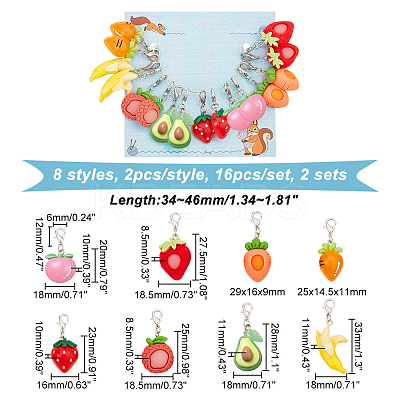 Fruit & Vegetable Pendant Stitch Markers HJEW-AB00306-1