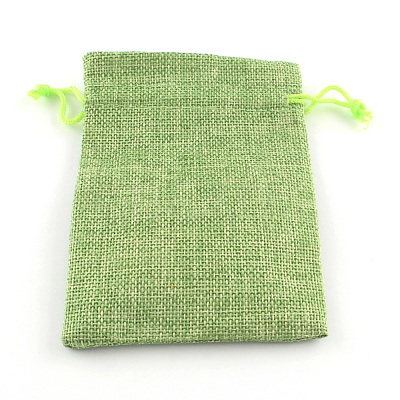 Polyester Imitation Burlap Packing Pouches Drawstring Bags X-ABAG-R005-9x7-02-1