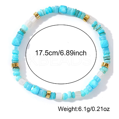 Natural Turquoise & Shell Beads Stretch Bracelets for Women WU5531-1-1