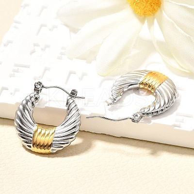 304 Stainless Steel Two Tone Hoop Earrings EJEW-F355-03GP-02-1