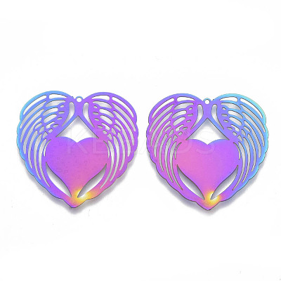 Ion Plating(IP) 201 Stainless Steel Filigree Pendants STAS-R102-26-1