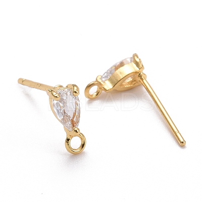 Brass Rhinestone Stud Earring Findings KK-Z018-05G-1