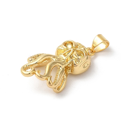 Rack Plating Octopus Brass Pendants KK-Z056-03G-1