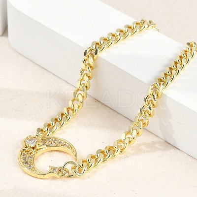 Brass Micro Pave Clear Cubic Zirconia Charm Bracelets LS-BJEW-M050-01G-02-1