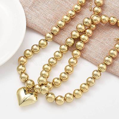 2Pcs 2 Styles Alloy Heart Pendant Necklaces Set NJEW-P319-02G-1