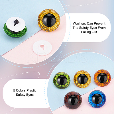 30Pcs 5 Colors Craft Plastic Doll Eyes DOLL-PH0001-49-1