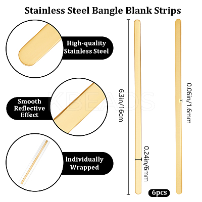 304 Stainless Steel Bangle Blank Strips MAK-WH0016-02B-G-1