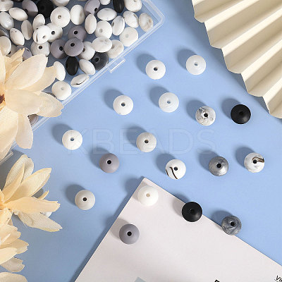 144Pcs 9 Style Rondelle Food Grade Eco-Friendly Silicone Abacus Beads SIL-CA0003-16-1