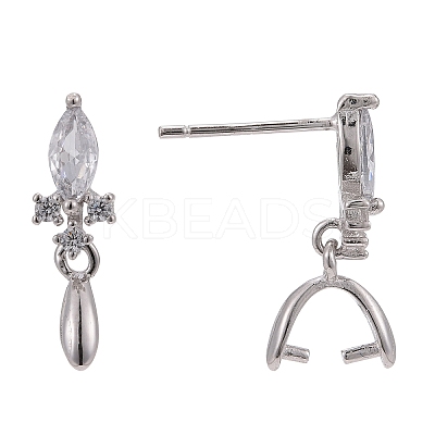 Rhodium Plated 925 Sterling Silver Stud Earring Findings STER-F048-34P-1
