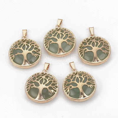 Natural Green Aventurine Pendants G-S292-10C-G-1