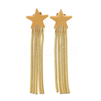 PVD Vacuum Plating Golden 304 Stainless Steel Dangle Stud Earrings EJEW-D083-08B-G-1
