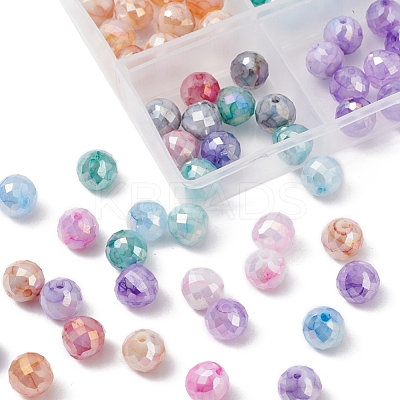 6 Colors Opaque Baking Paint Crackle Glass Beads Strands EGLA-YW0001-21-1