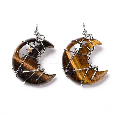 Natural Tiger Eye Pendants G-B023-01P-02-1