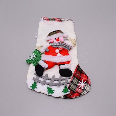 Santa Claus Cloth Hanging Christmas Stocking HJEW-SZC0004-18-1