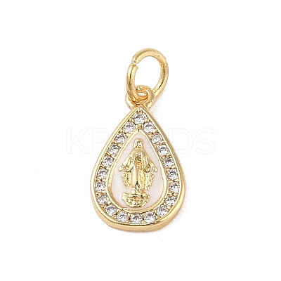 Brass Micro Pave Clear Cubic Zirconia Pendants KK-E111-31G-G-1