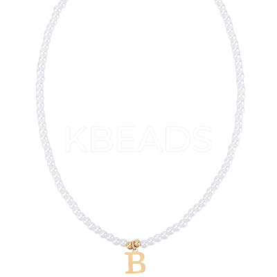 Imitation Pearl with Stainless Steel Pendants Necklaces NJEW-LP0001-51B-G-1