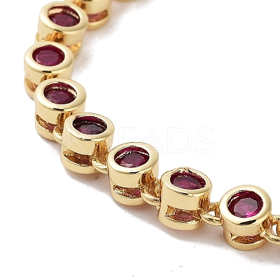 Rack Plating Brass Pave Cubic Zirconia Flat Round Link Bracelets for Women BJEW-R317-05G-1