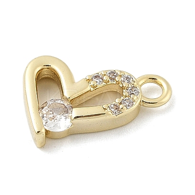 Brass Micro Pave Clear Cubic Zirconia Charms KK-B130-02G-04-1