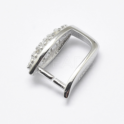 Anti-Tarnish Rhodium Plated 925 Sterling Silver Micro Pave Cubic Zirconia Pendant Bails X-STER-P034-21P-1