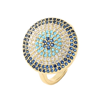 Brass Micro Pave Cubic Zirconia Cuff Open Rings for Women RJEW-K264-09C-G-1