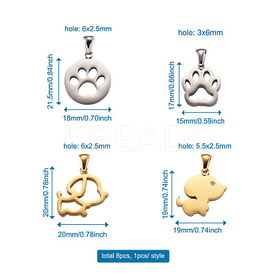 304 Stainless Steel Pendants STAS-FW0001-09-1