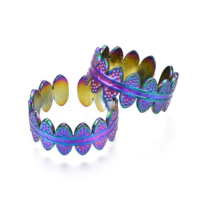 304 Stainless Steel Oval Wrapped Cuff Ring RJEW-N038-070-1
