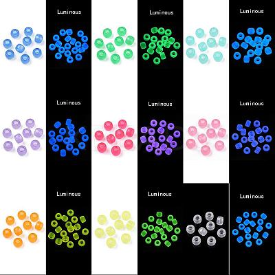 900Pcs 9 Colors Transparent & Luminous Plastic Beads KY-SZ0001-48-1