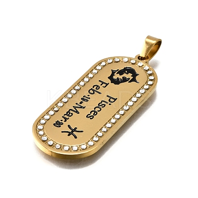 Oval with 12 Constellation 304 Stainless Steel Rhinestone Pendants STAS-M119-08A-G-1