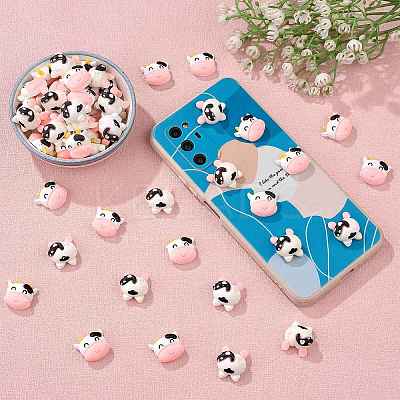 60pcs Resin cabochons cartoon cute cow patch DIY material accessories(2 styles) JX613A-1