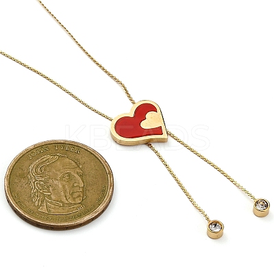 PVD Vacuum Plating 304 Stainless Steel Enamel Heart Pendant Necklaces NJEW-C063-04G-1