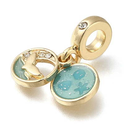 Rack Plating Alloy Enamel European Dangle Charms PALLOY-A009-20G-1