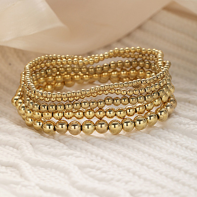 5Pcs CCB Round Beaded Stretch Bracelets WGF8C34-14-1