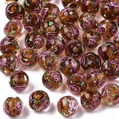 Handmade Gold Sand Lampwork Beads LAMP-S194-001E-1