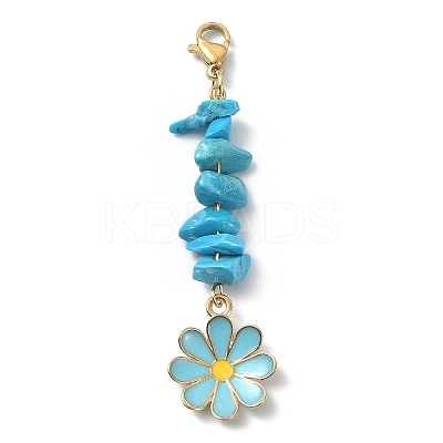 Alloy Enamel Flower Pendant Decorations HJEW-JM01223-1