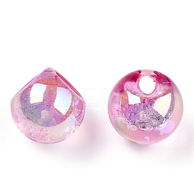 UV Plating Rainbow Iridescent Acrylic Beads X-OACR-G012-04A-1