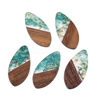 Transparent Resin and Walnut Wood Pendants RESI-T057-05I-1