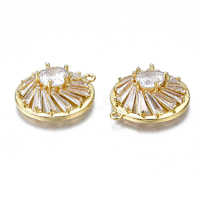 Brass Clear Cubic Zirconia Pendants ZIRC-S069-006G-1