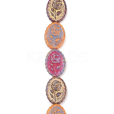 Painted Glass Beads Strands GLAA-F133-07E-1