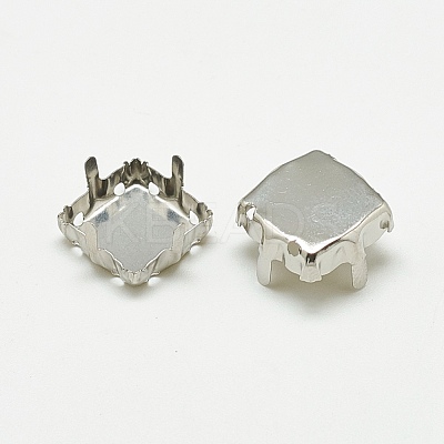 Non-Tarnish 201 Stainless Steel Sew on Prong Settings STAS-T032-08-10mm-1