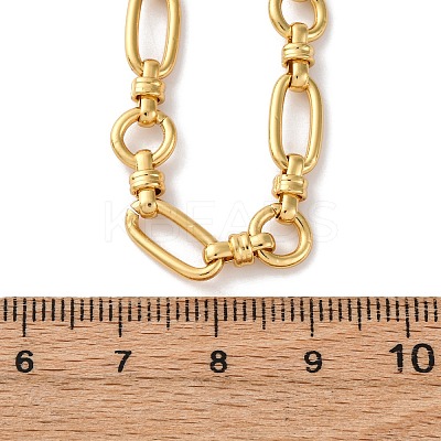 Ion Plating(IP) 304 Stainless Steel Oval & Ring Link Chain Necklaces for Women NJEW-D056-02G-1