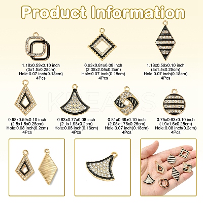 28Pcs 7 Styles Alloy Enamel Pendants FIND-FS0003-23-1