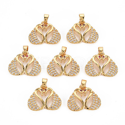 Rack Plating Brass Micro Pave Clear Cubic Zirconia Pendants LS-KK-T060-38-RS-1